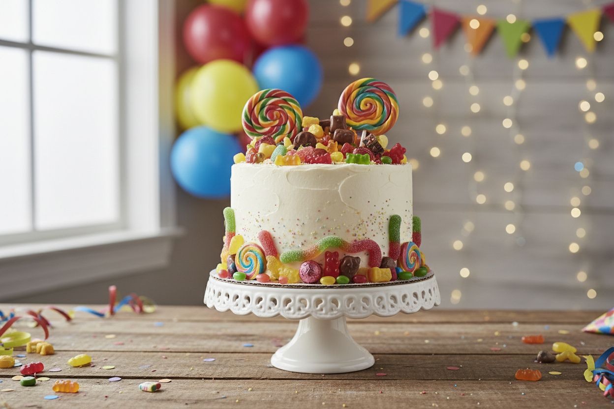 Bolo Decorado com Bala de Gomas Sortidas
